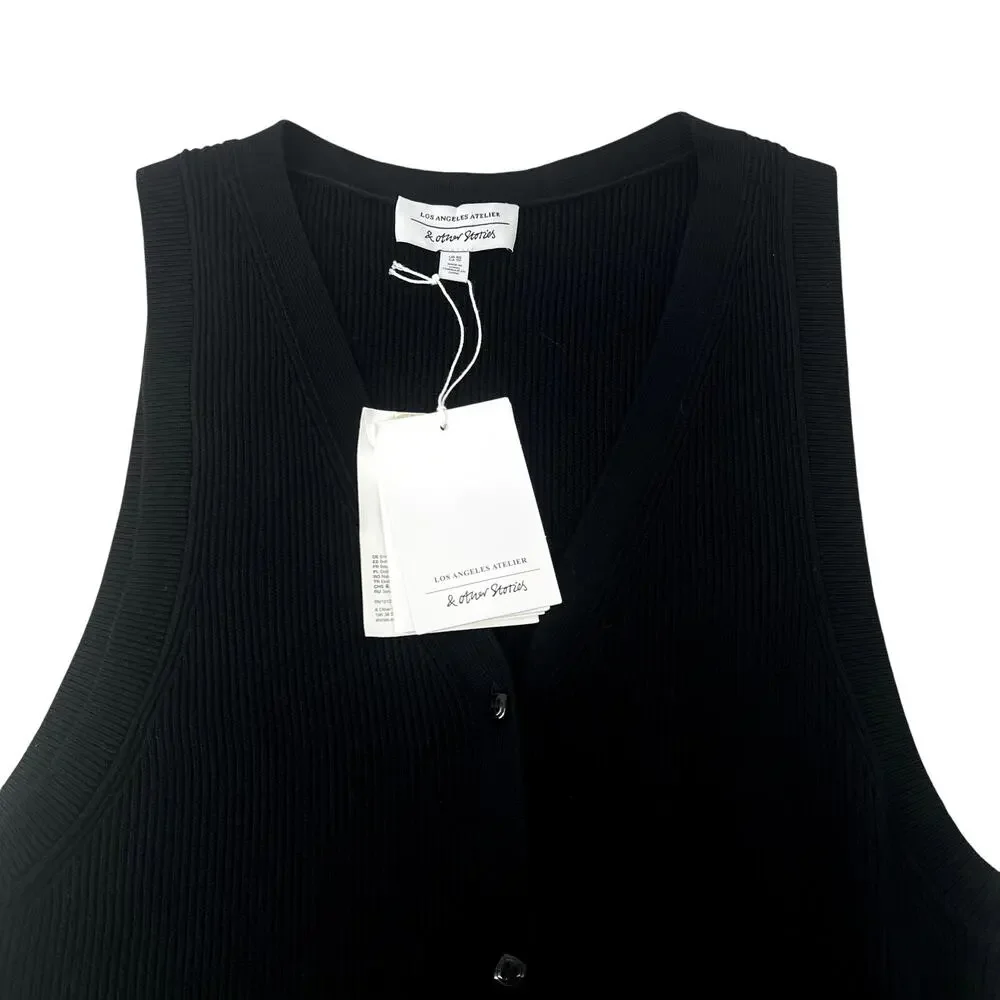 NEW & Other Stories Long Ribbed Knit Sweater Vest Top w/ Side Slits XS
